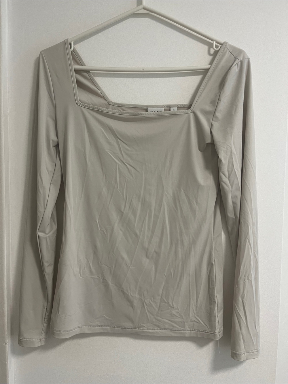 Babaton Square Neck Long Sleeve Top - Light Gray